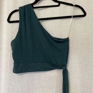Mahina Hawaii One Shoulder Tie Top in Green Size Medium